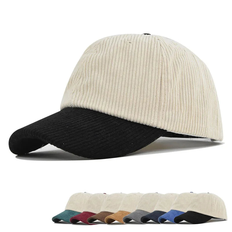 Wholesale Unstructured Two Tone Corduroy Dad Hat Quality Custom Embroidery Logo Supported Soft Baseball Cap for Men Women