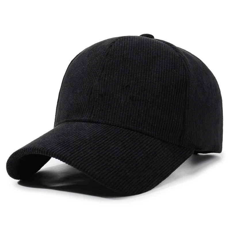 Unisex Vintage 6-Panel Corduroy Baseball Cap Hot Sale Curved Brim Outdoor Sport Hat Nylon Material with One Size & Rubber Logo