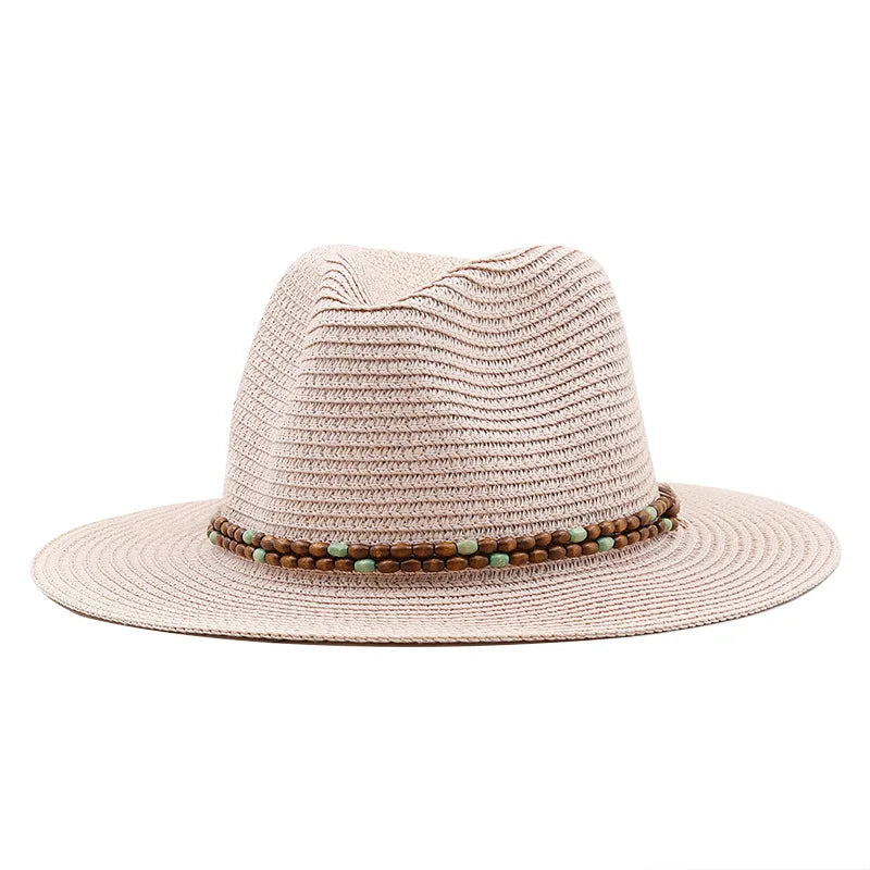 Summer Beach Fedora Hat Women Wide Brim Cowboy Straw Sun Hat for Sun Protection Outdoor Vacation