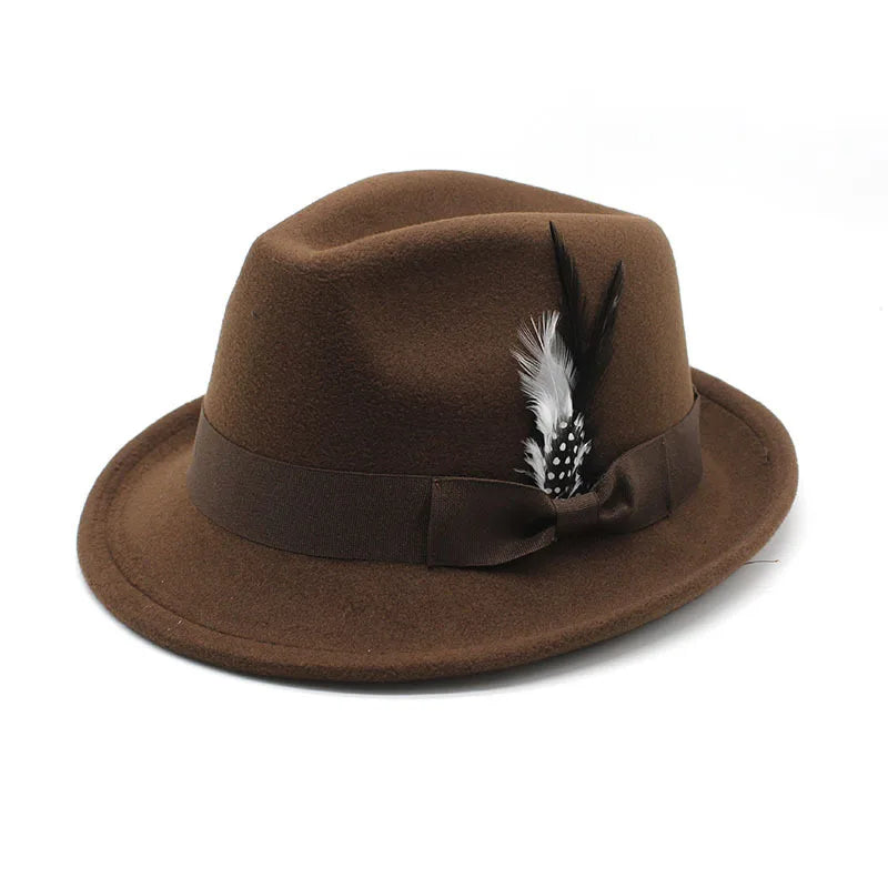 Wholesale Gentleman Trendy Fedora Hat Vintage Jazz Wide Brim Felt Hat Ribbon Business Casual Summer Adults' Wool Straw Panama