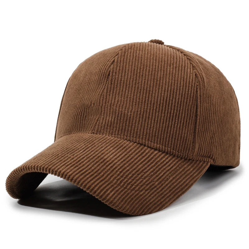 Unisex Vintage 6-Panel Corduroy Baseball Cap Hot Sale Curved Brim Outdoor Sport Hat Nylon Material with One Size & Rubber Logo