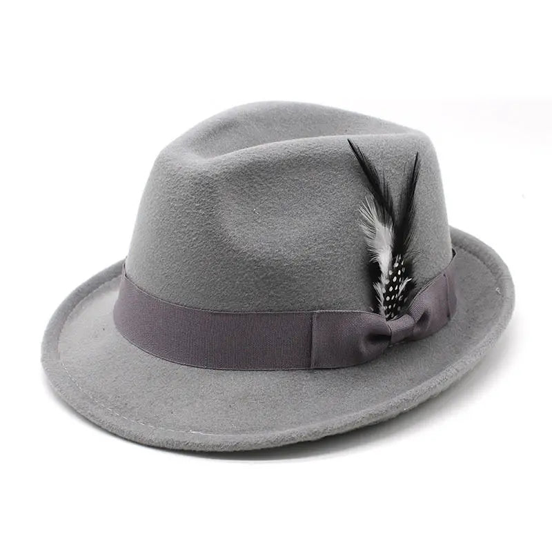 Wholesale Gentleman Trendy Fedora Hat Vintage Jazz Wide Brim Felt Hat Ribbon Business Casual Summer Adults' Wool Straw Panama
