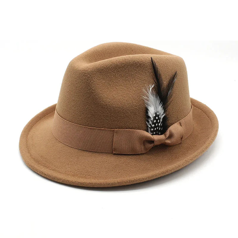 Wholesale Gentleman Trendy Fedora Hat Vintage Jazz Wide Brim Felt Hat Ribbon Business Casual Summer Adults' Wool Straw Panama