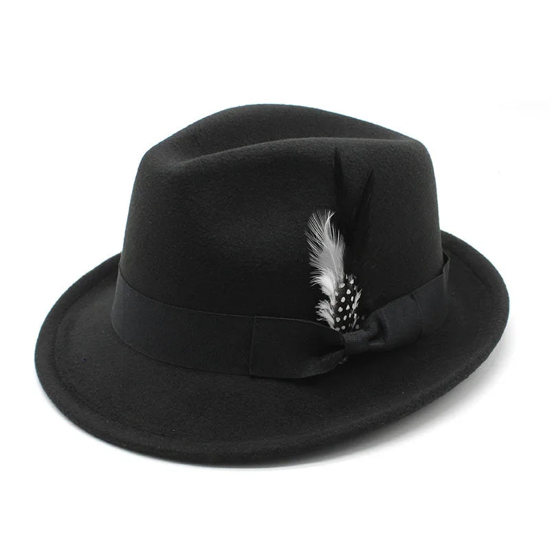 Wholesale Gentleman Trendy Fedora Hat Vintage Jazz Wide Brim Felt Hat Ribbon Business Casual Summer Adults' Wool Straw Panama