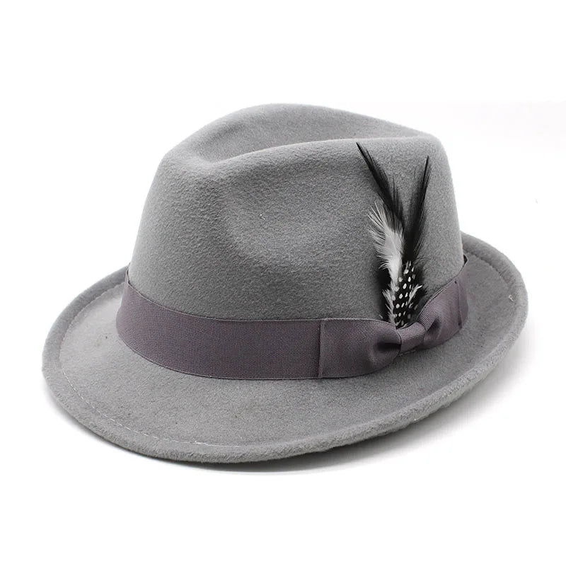 Wholesale Gentleman Trendy Fedora Hat Vintage Jazz Wide Brim Felt Hat Ribbon Business Casual Summer Adults' Wool Straw Panama
