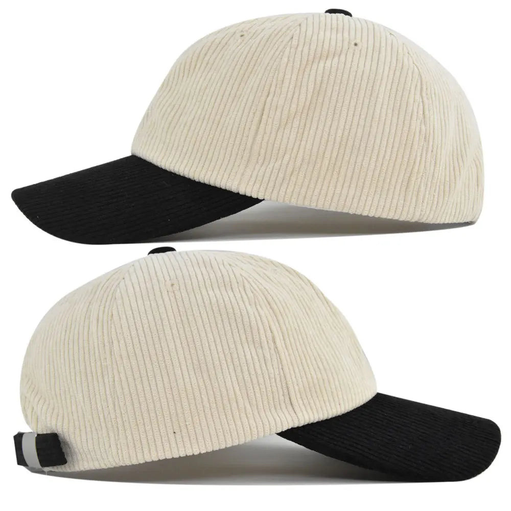 Wholesale Unstructured Two Tone Corduroy Dad Hat Quality Custom Embroidery Logo Supported Soft Baseball Cap for Men Women