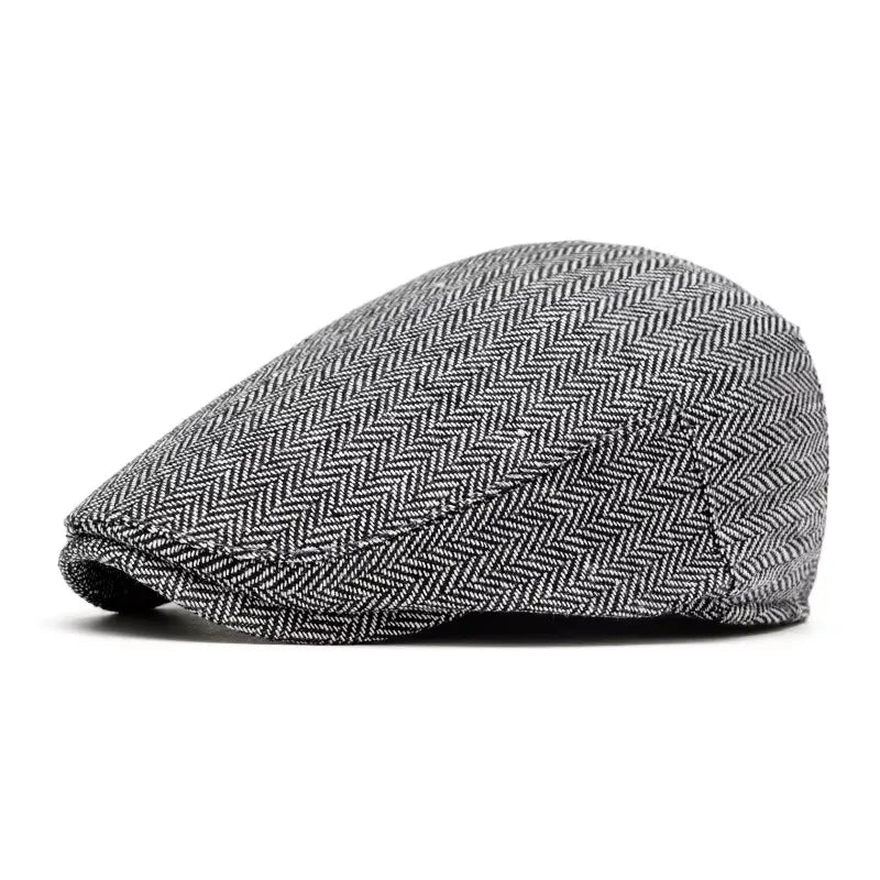 Hot Selling Autumn Winter Men British Retro Flat Top Cap Ivy Hat Spring New Cotton Herringbone Twill Beret Hat