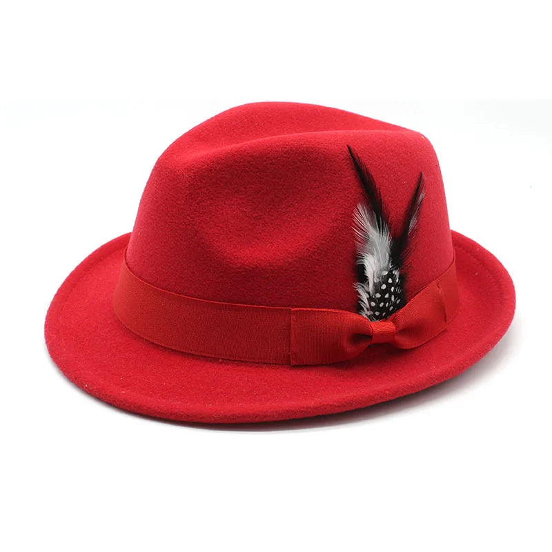 Wholesale Gentleman Trendy Fedora Hat Vintage Jazz Wide Brim Felt Hat Ribbon Business Casual Summer Adults' Wool Straw Panama